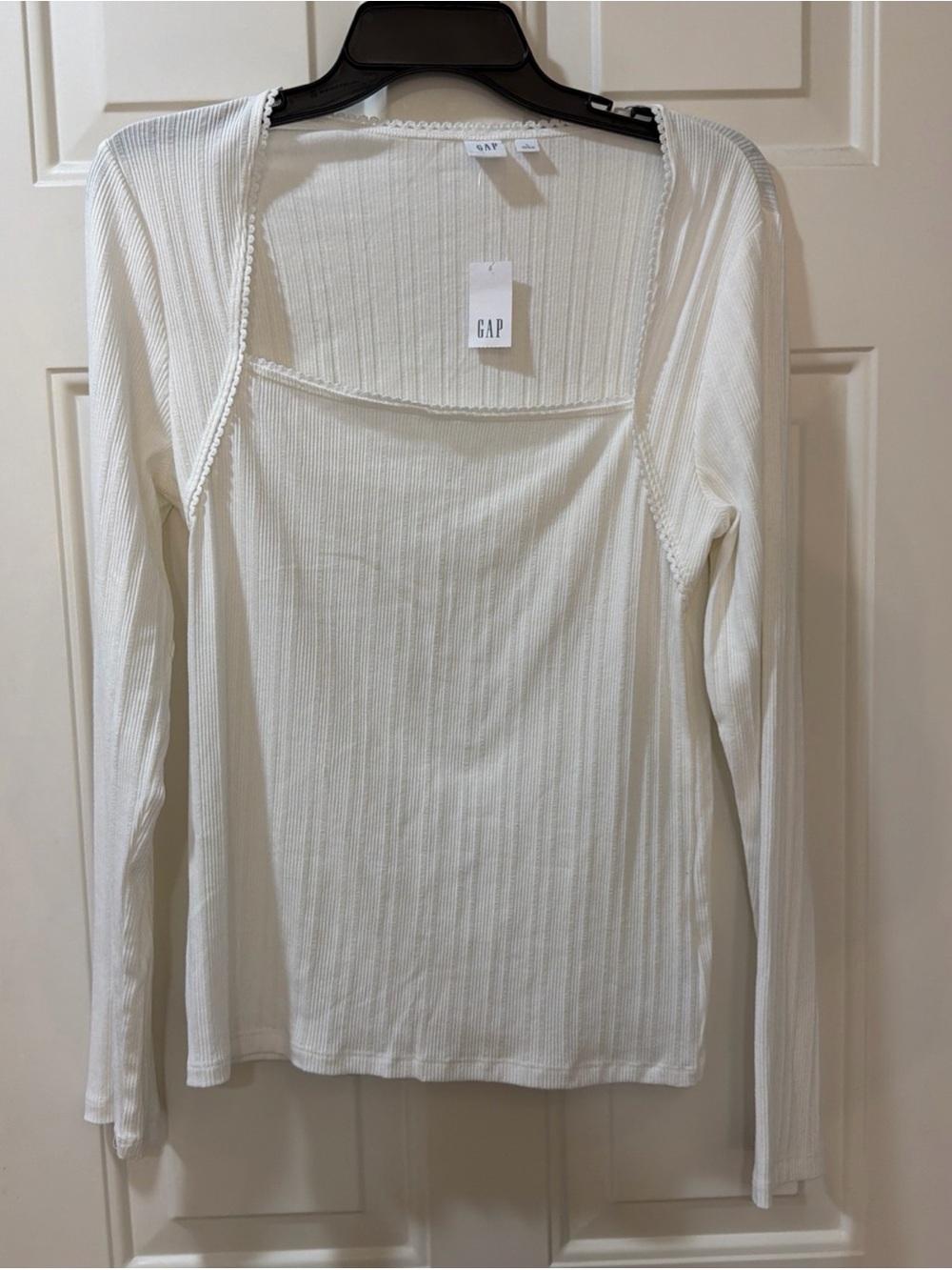 Gap Women's White Solid Knit Long Sleeve Pullover Shirt Size Large New